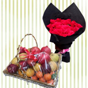 Smart Deal of 24 Roses & 4kg Fruit Basket