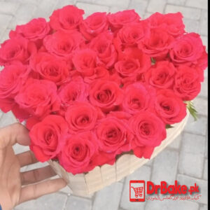 36 Red Fresh Roses in Basket
