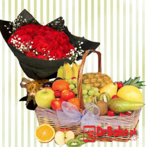 Upsize Deal of 50 Roses & 8kg Fruit Basket