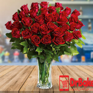 60 Fresh Red Roses in Vase