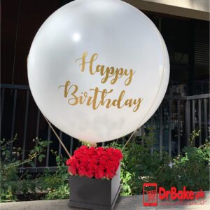 24 Fresh Red Roses Birthday Balloon Box