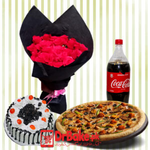 Domino Large Pizza, Fresh Cake & Flowers Package