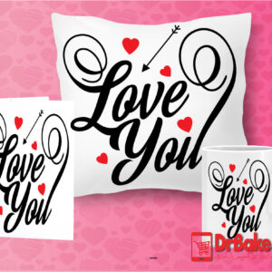 Love You Customize Cushion, Mug & Card Combo