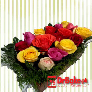 24 Multicolor Roses Garden -Wooden Tray