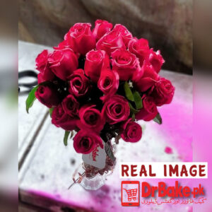 24 Fresh Red Roses Vase