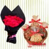 24 Fresh Roses & 1 Kg Dry Fruits Basket