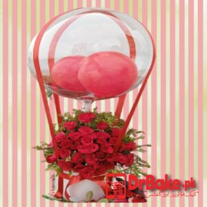 24 Fresh Red Roses Box With Balloon